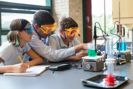 Students in science class at Whitby school